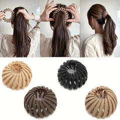 3pcs Solid Hair Clip Magic Nest Clip Bun Hollow Hair Claw For Women Girls