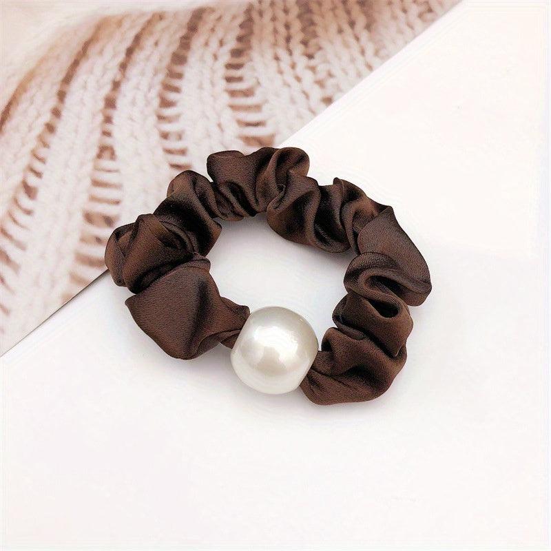 Elastic Faux Pearl Hair Tie Scrunchie for Women