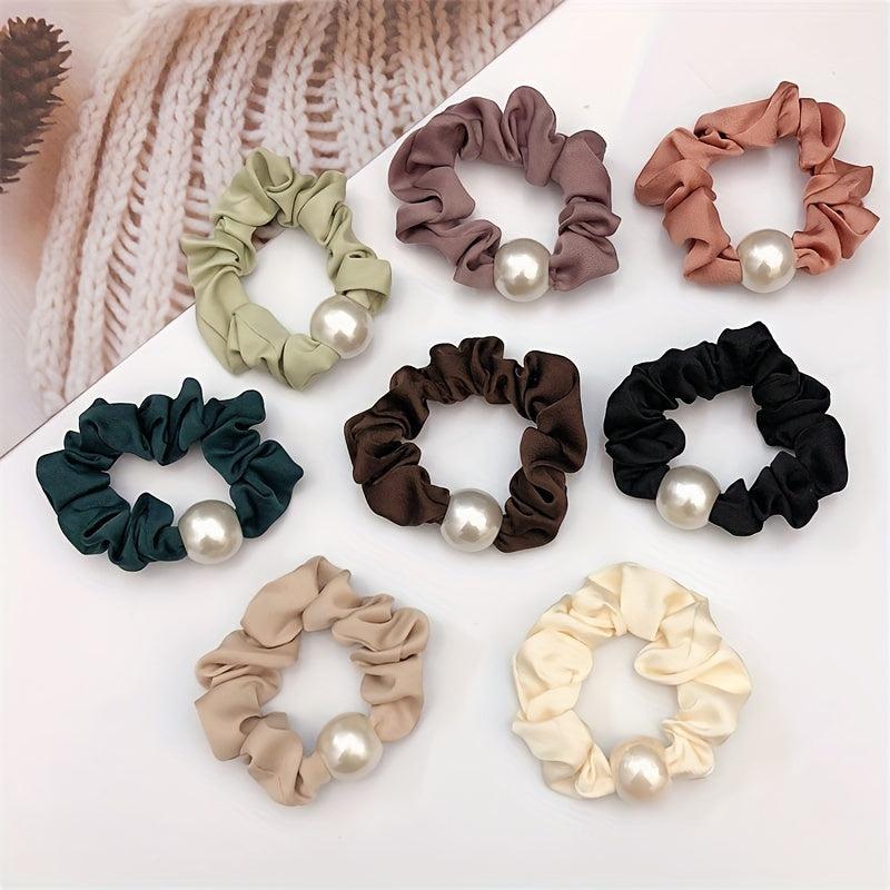 Elastic Faux Pearl Hair Tie Scrunchie for Women