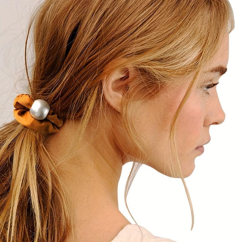 Elastic Faux Pearl Hair Tie Scrunchie for Women