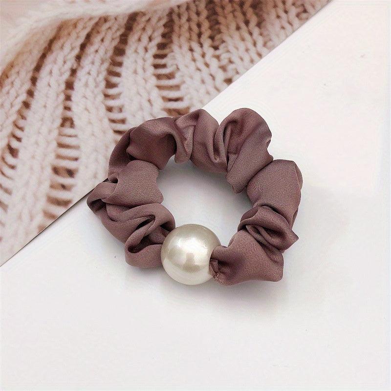 Elastic Faux Pearl Hair Tie Scrunchie for Women