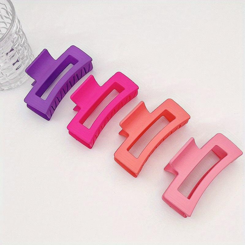 4pcs Hollow Matte Hair Claw Non-slip Ponytail Holder