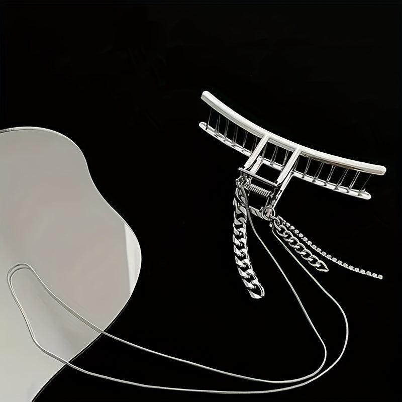 Long Tassel Chain Hair Claw Clip Silvery Non Slip Strong Hold Grip Hair Jaw Clip