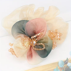 Flower Crystal Beaded Hair Tie Headdress Hair Rope Female Bun Head Scrunchie