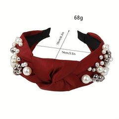 Faux Pearl Headband Knotted Cross Hair Hoop Hair Accessories For Women Girls