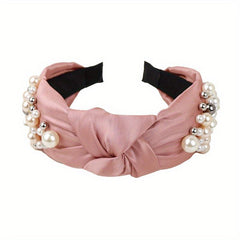 Faux Pearl Headband Knotted Cross Hair Hoop Hair Accessories For Women Girls
