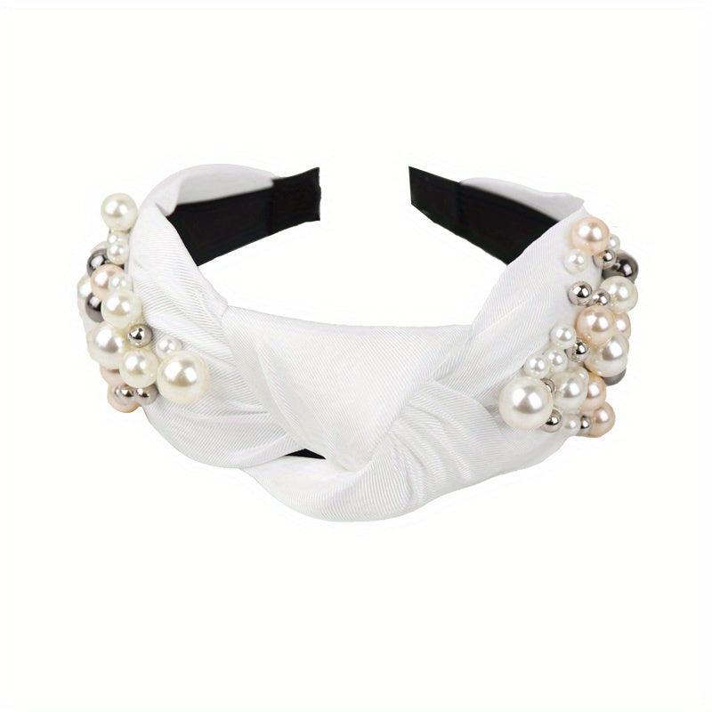 Faux Pearl Headband Knotted Cross Hair Hoop Hair Accessories For Women Girls