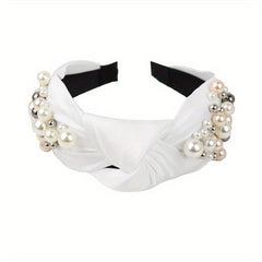 Faux Pearl Headband Knotted Cross Hair Hoop Hair Accessories For Women Girls