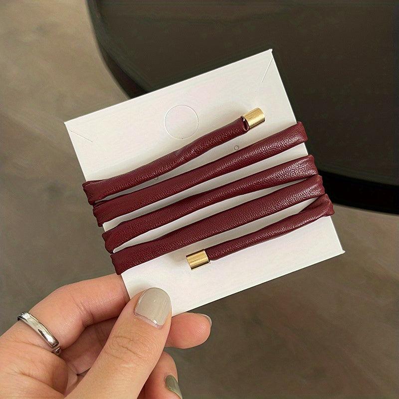 1pc PU Leather Hair Tie Wire Ponytail Hair Decoration