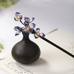 Wooden Hairpin Plate Hairpin Ink Gradient Flower Hairpin Hair Accessories