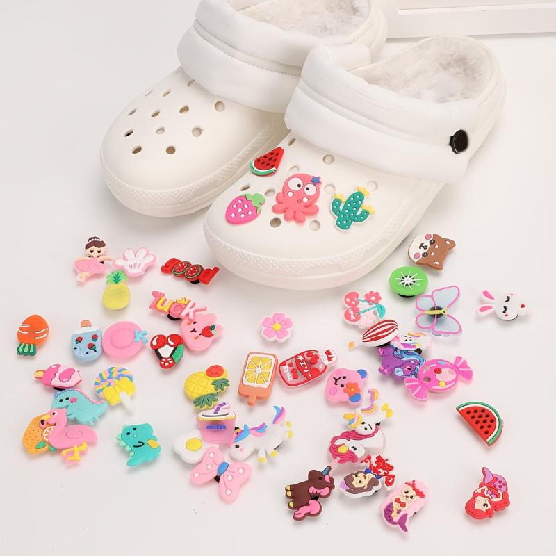 45pcs Cartoon Shoe Buckles Flamingo Unicorn Shoe Charms
