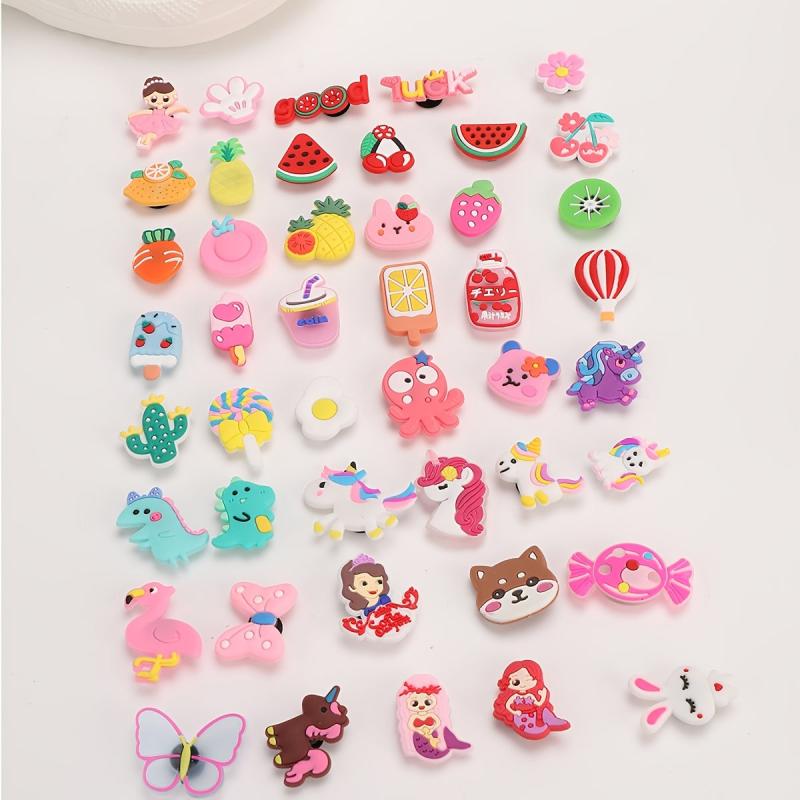 45pcs Cartoon Shoe Buckles Flamingo Unicorn Shoe Charms