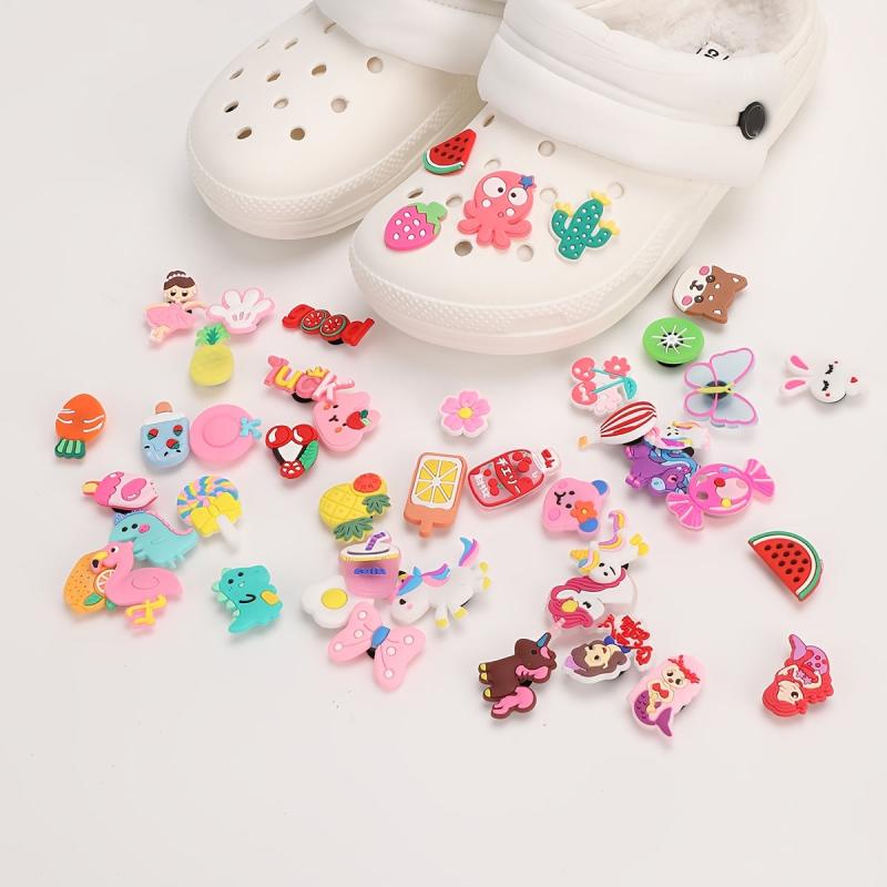 45pcs Cartoon Shoe Buckles Flamingo Unicorn Shoe Charms