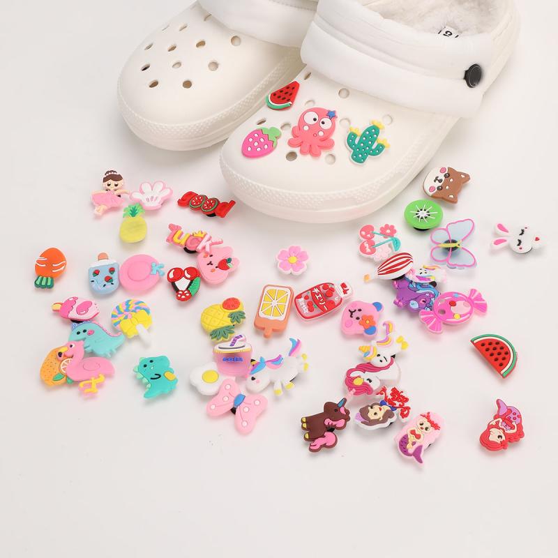 45pcs Cartoon Shoe Buckles Flamingo Unicorn Shoe Charms