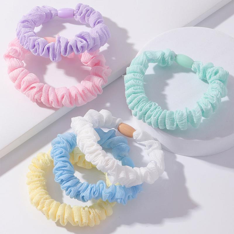 6PCS Candy Round Hair Scrunchies Hair Ties Ponytail Holder Accessories