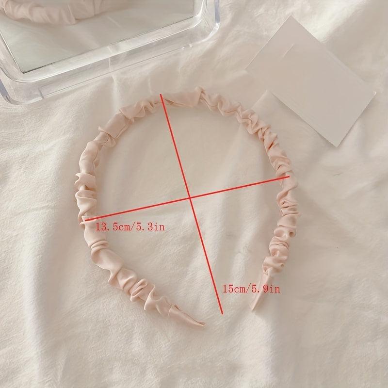 Satin Pleated Fabric Hair Hoop Solid Headband Hair Accessories