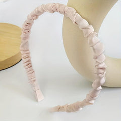Satin Pleated Fabric Hair Hoop Solid Headband Hair Accessories