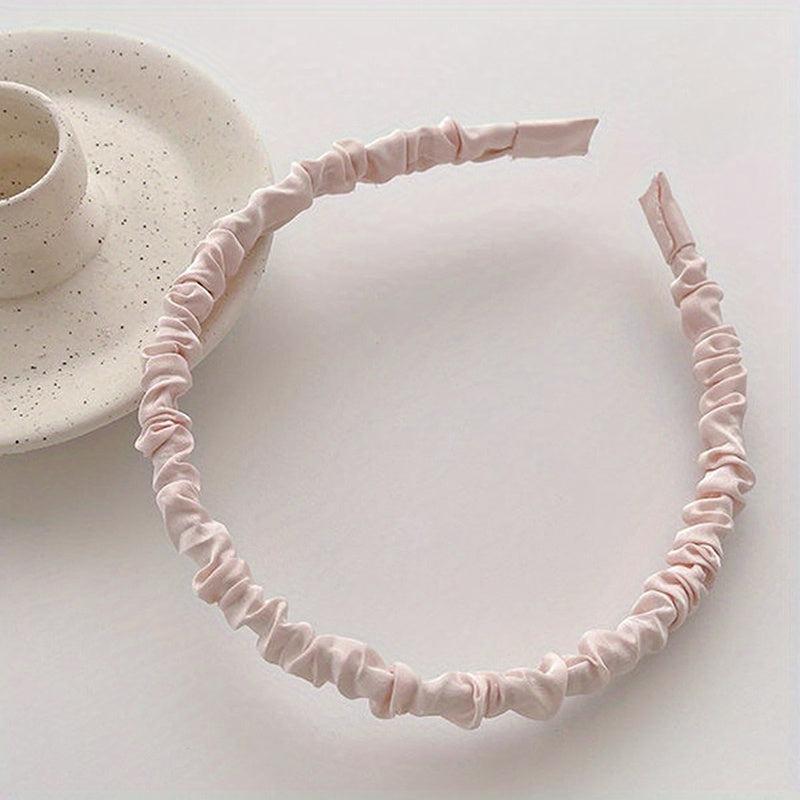 Satin Pleated Fabric Hair Hoop Solid Headband Hair Accessories