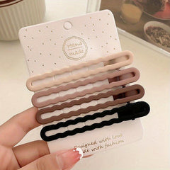 4pcs Brown Frosted Hair Clip Non-slip Side Clip Female Head Accessories