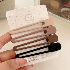 4pcs Brown Frosted Hair Clip Non-slip Side Clip Female Head Accessories