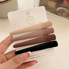 4pcs Brown Frosted Hair Clip Non-slip Side Clip Female Head Accessories