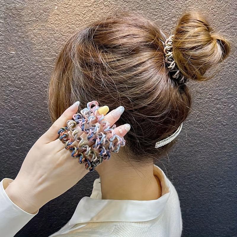 5PCS Braided Elastic Spiral Hair Rings Headwear Random Mixing