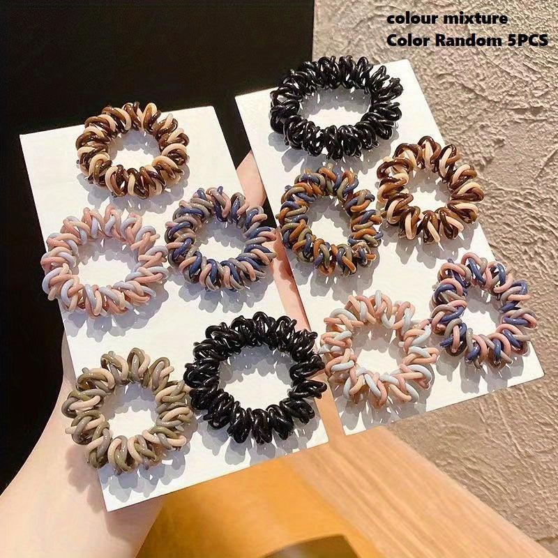 5PCS Braided Elastic Spiral Hair Rings Headwear Random Mixing