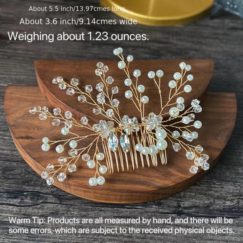 Silvery and Golden Bridal Hair Comb Floral Wedding Clip