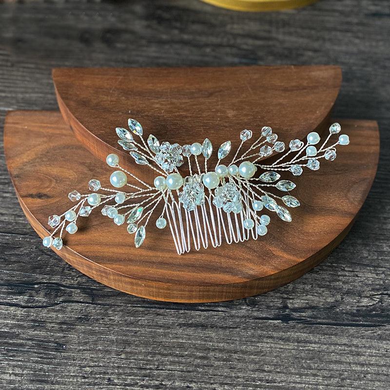 Silvery and Golden Bridal Hair Comb Floral Wedding Clip