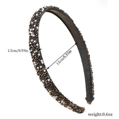 Vintage Thin Hairband Rhinestone Solid Sequin Headband