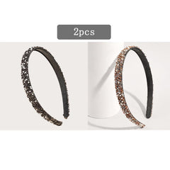 Vintage Thin Hairband Rhinestone Solid Sequin Headband