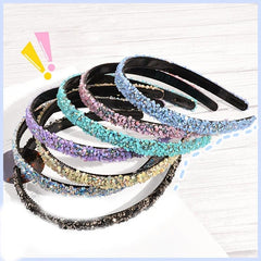 Vintage Thin Hairband Rhinestone Solid Sequin Headband
