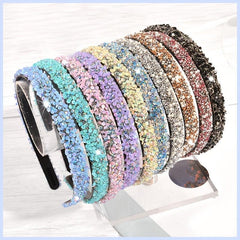Vintage Thin Hairband Rhinestone Solid Sequin Headband