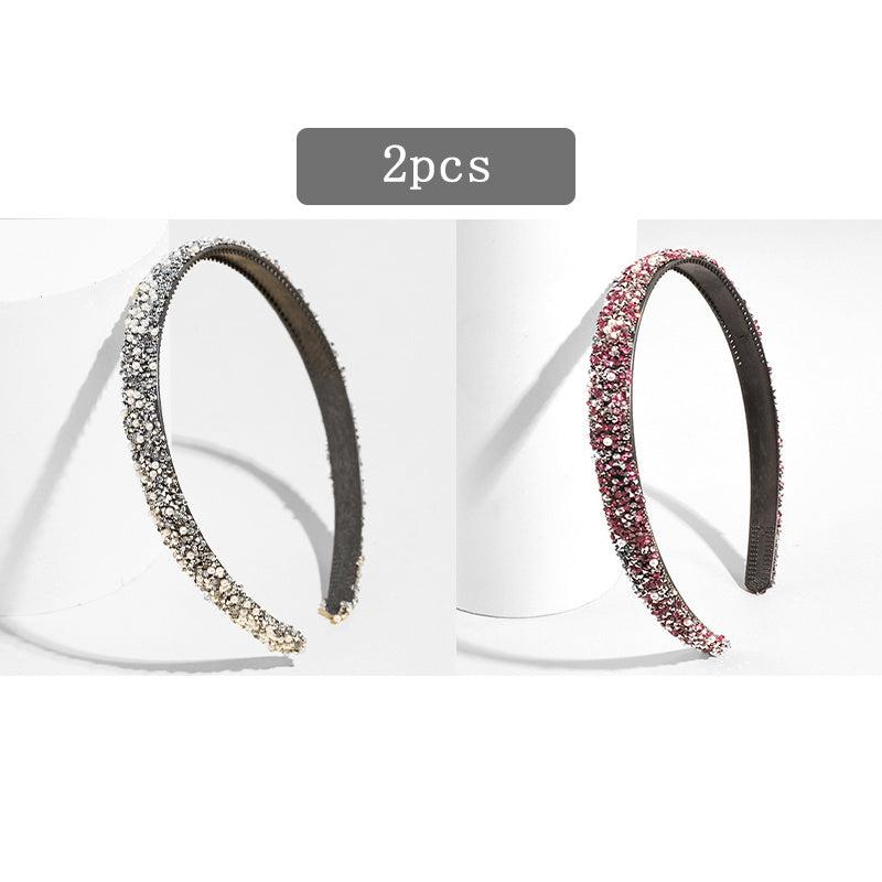 Vintage Thin Hairband Rhinestone Solid Sequin Headband