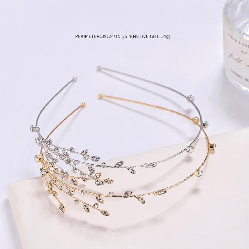 Rhinestone Branch Bridal Headband Silvery Gold Wedding Hairband