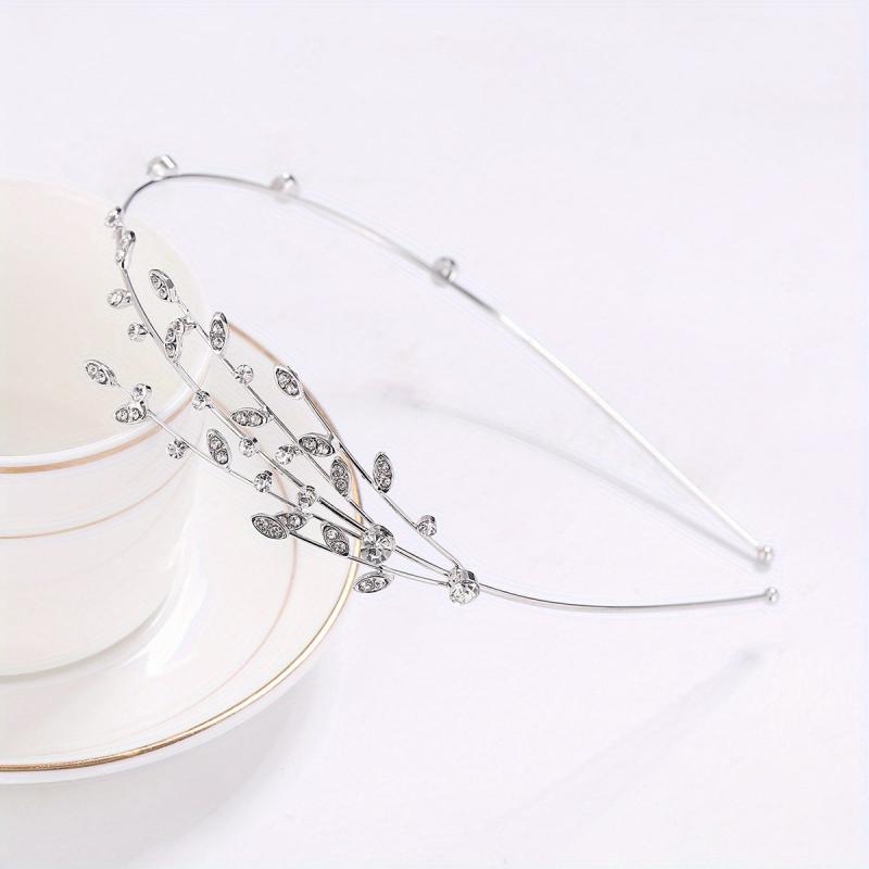 Rhinestone Branch Bridal Headband Silvery Gold Wedding Hairband
