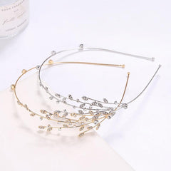 Rhinestone Branch Bridal Headband Silvery Gold Wedding Hairband