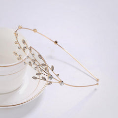 Rhinestone Branch Bridal Headband Silvery Gold Wedding Hairband