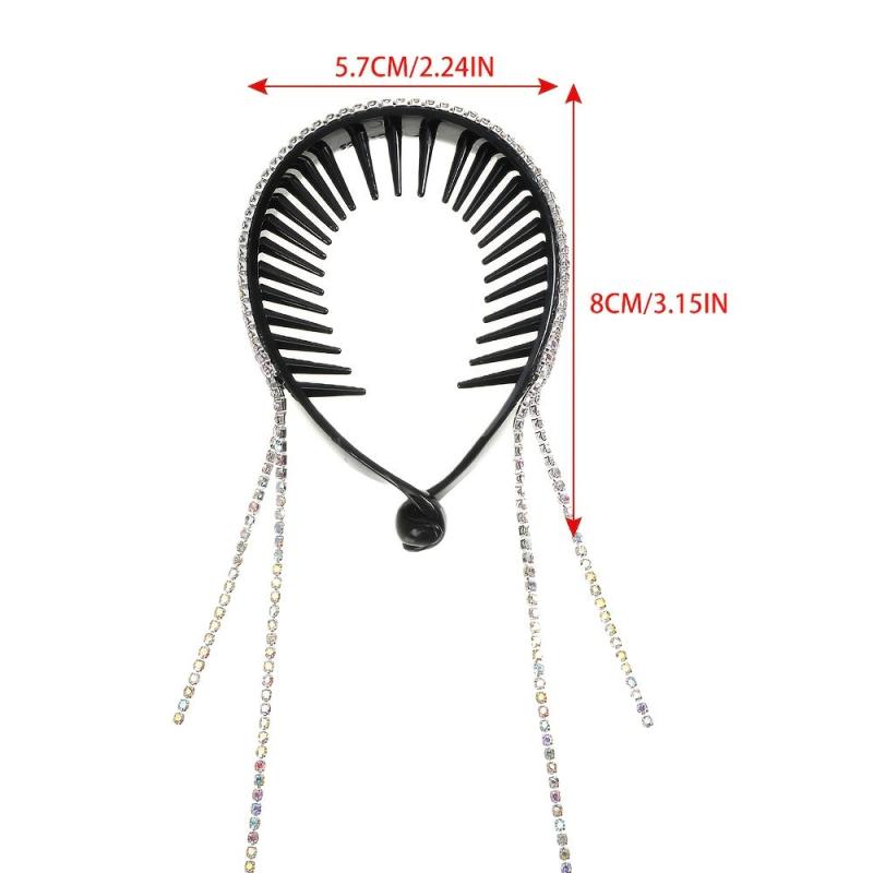Rhinestone Tassel Round Hair Claw Clip Strong Grip for Thick Hair