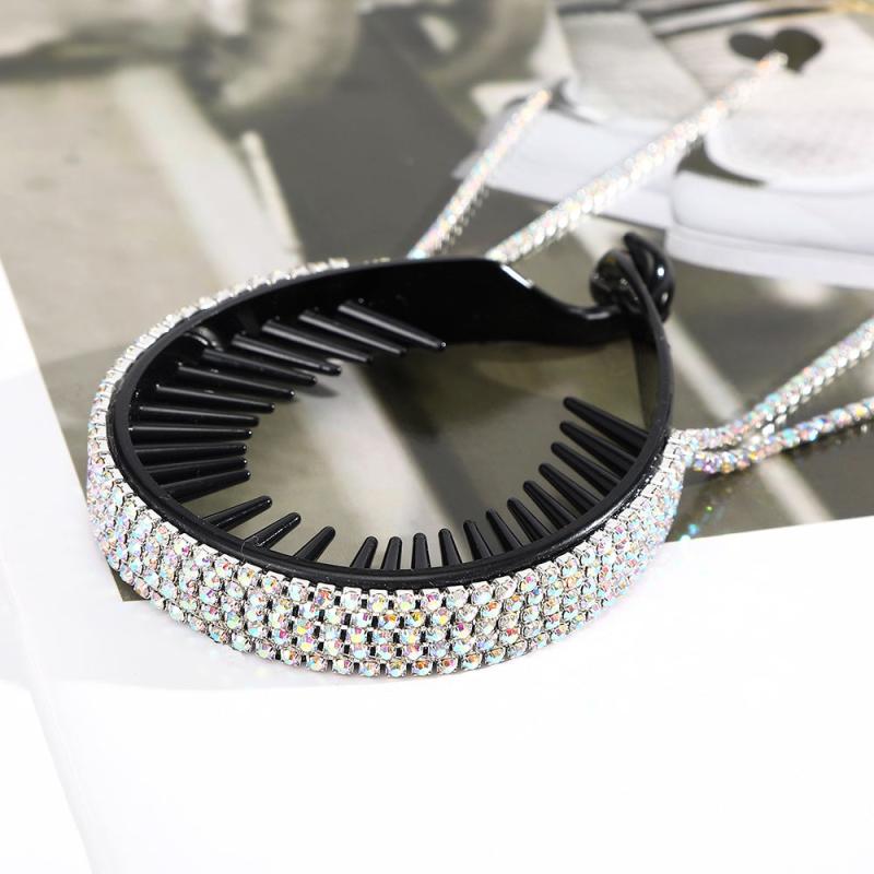 Rhinestone Tassel Round Hair Claw Clip Strong Grip for Thick Hair