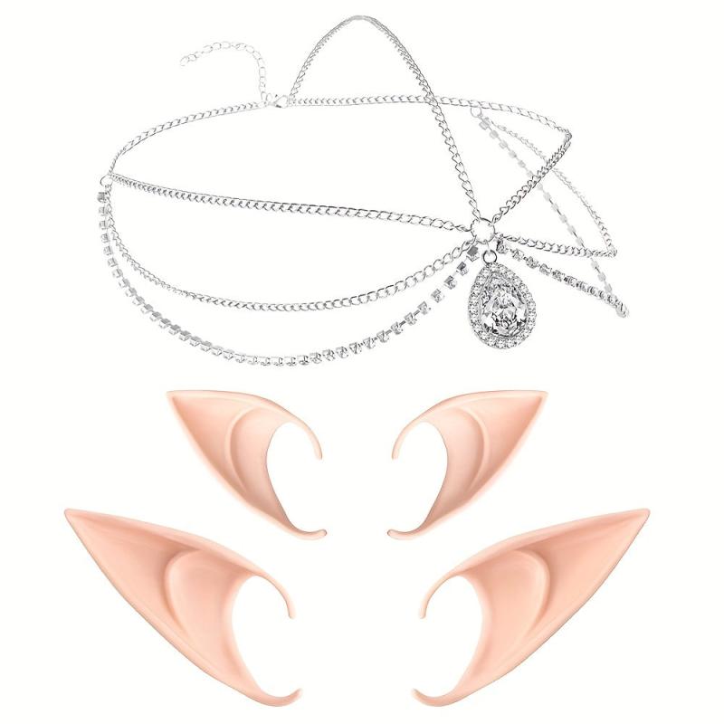 Vintage Crystal Elf Ears Headpiece Set