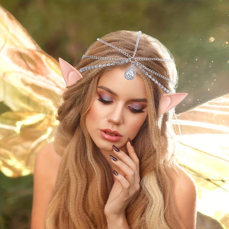 Vintage Crystal Elf Ears Headpiece Set