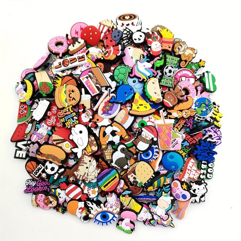 100pcs Cartoon Shoe Charms For Bubble Slides Sandals - Christmas Birthday Gift