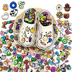 100pcs Cartoon Shoe Charms For Bubble Slides Sandals - Christmas Birthday Gift