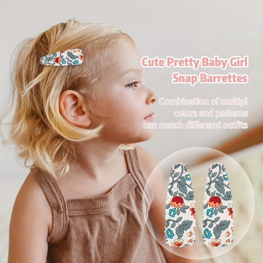 20 Pcs Floral Print Toddler Hair Clips Non Slip Snap Clips Kids Hair Accessories