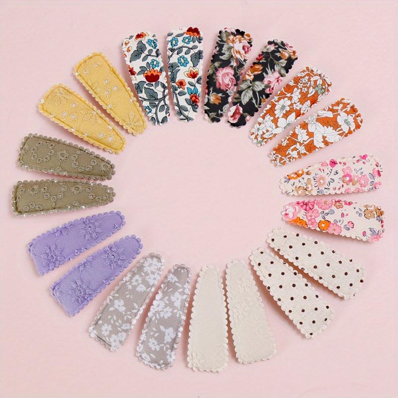 20 Pcs Floral Print Toddler Hair Clips Non Slip Snap Clips Kids Hair Accessories