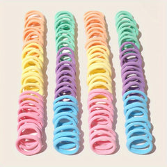 100pcs Solid Hair Tie Ponytail Holder Minimalist Hair Band