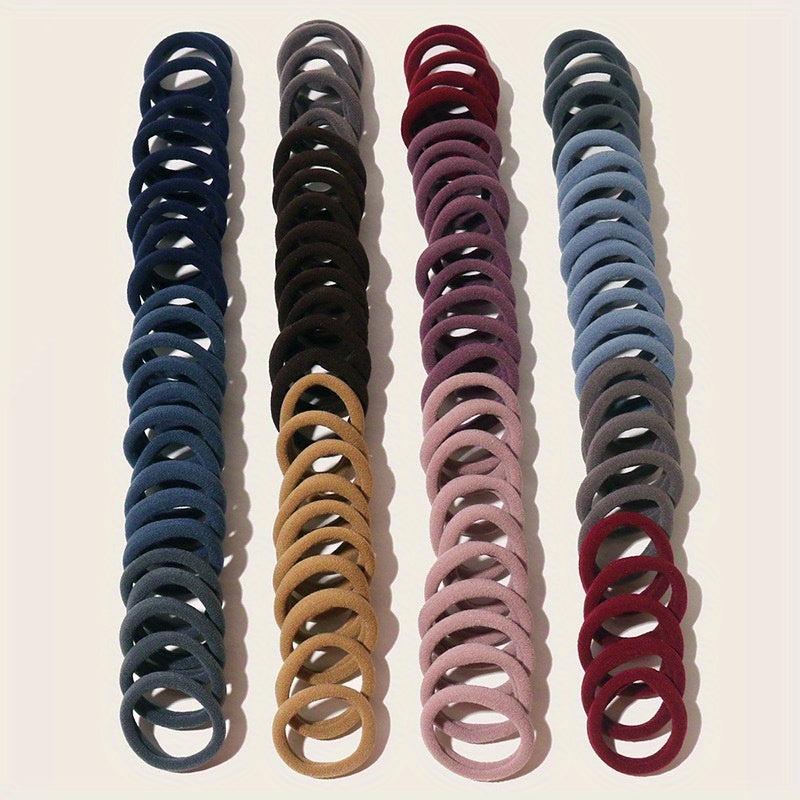 100pcs Solid Hair Tie Ponytail Holder Minimalist Hair Band