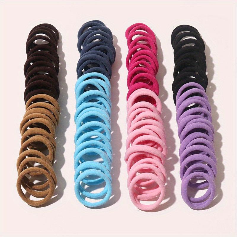 100pcs Solid Hair Tie Ponytail Holder Minimalist Hair Band