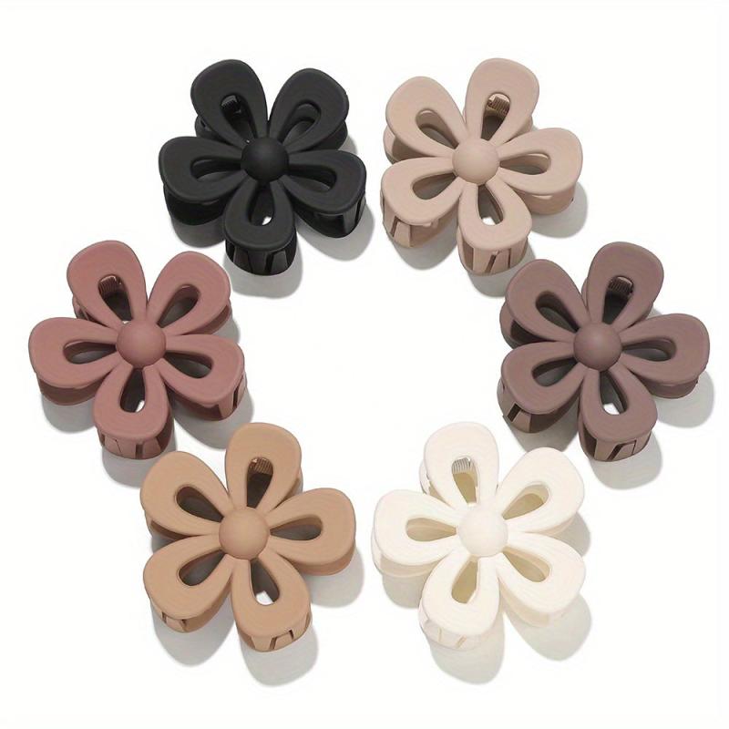 6pcs Cartoon Flower Hair Claw Clip Matte Banana Clip